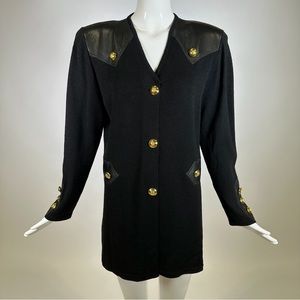 80’s Elizabeth New York Cardigan Sweater Button Down Long Sleeve Black M/L